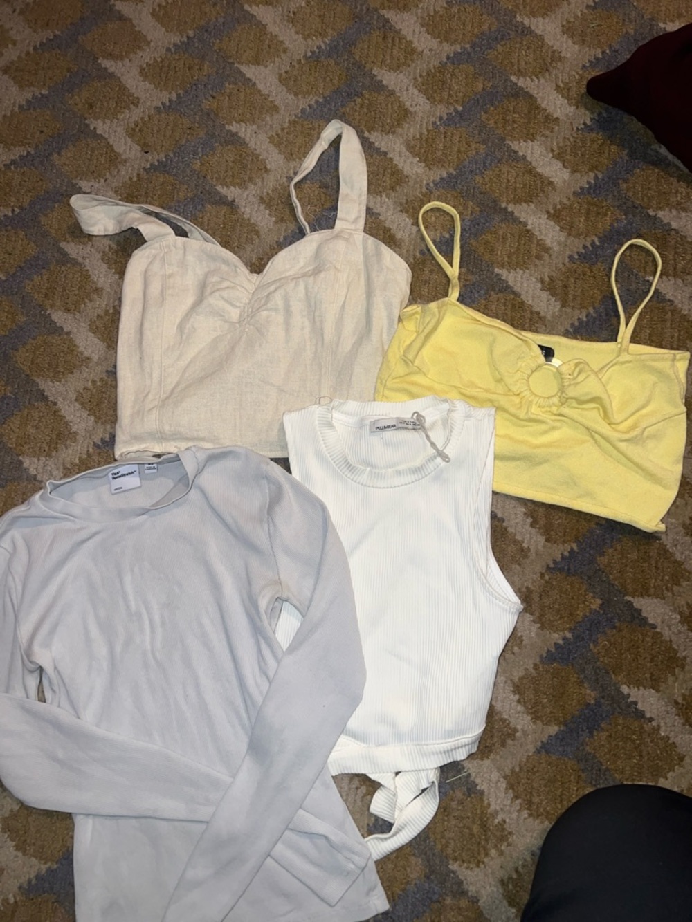 TNA Yellow Ring-Front Cropped Tank Top